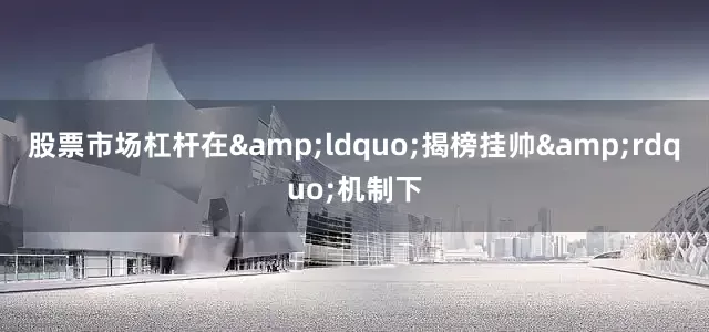 股票市场杠杆在&ldquo;揭榜挂帅&rdquo;机制下